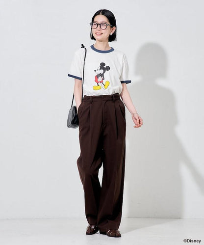撞色拼邊 MICKEY MOUSE 圖案 T恤
