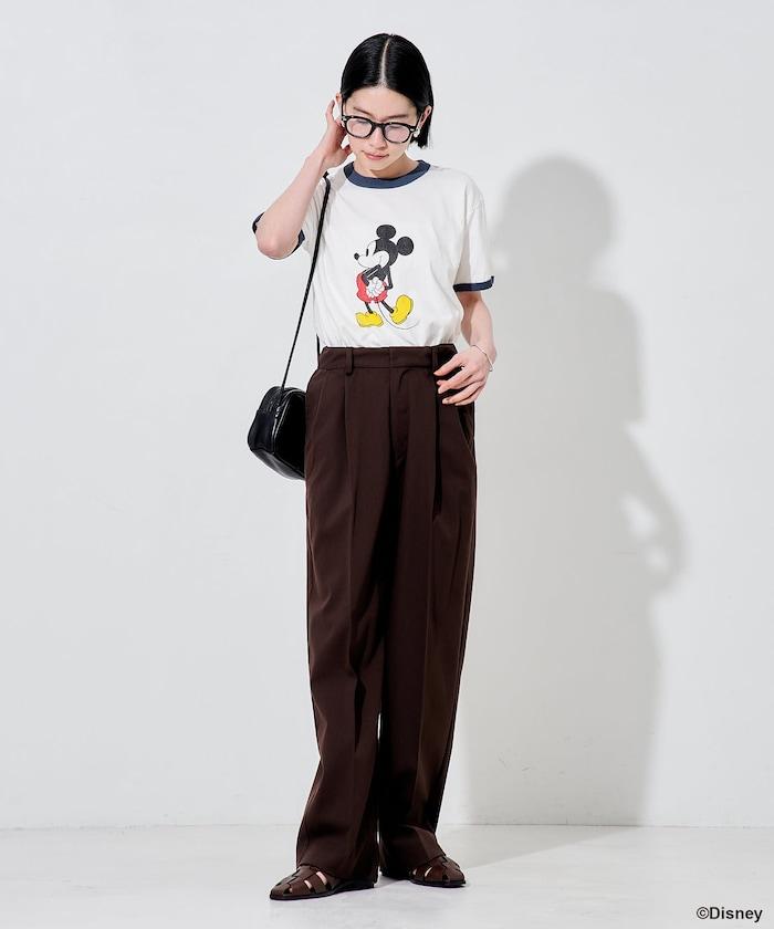 撞色拼邊 MICKEY MOUSE 圖案 T恤