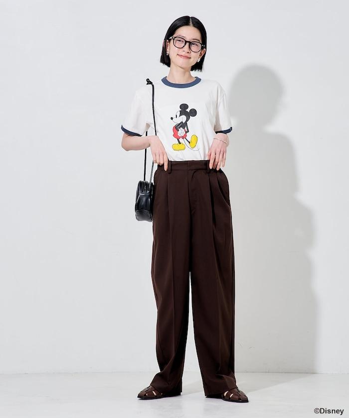 撞色拼邊 MICKEY MOUSE 圖案 T恤