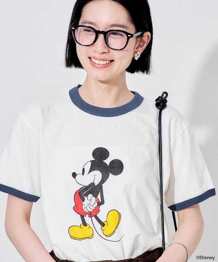 撞色拼邊 MICKEY MOUSE 圖案 T恤