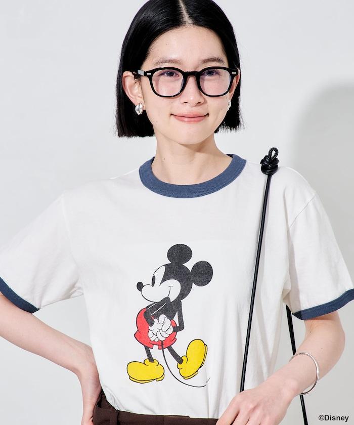 撞色拼邊 MICKEY MOUSE 圖案 T恤
