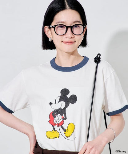 撞色拼邊 MICKEY MOUSE 圖案 T恤