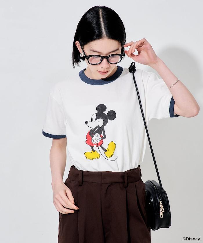 撞色拼邊 MICKEY MOUSE 圖案 T恤