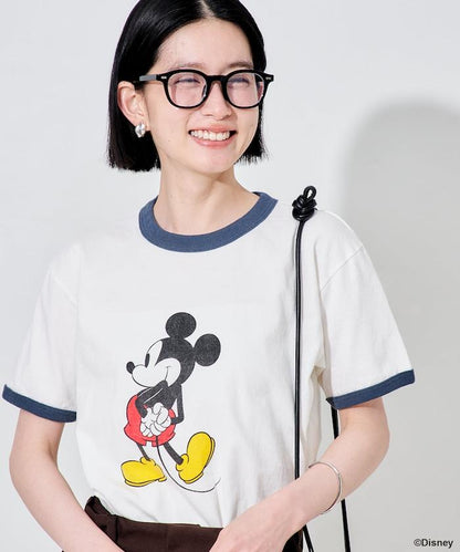 撞色拼邊 MICKEY MOUSE 圖案 T恤