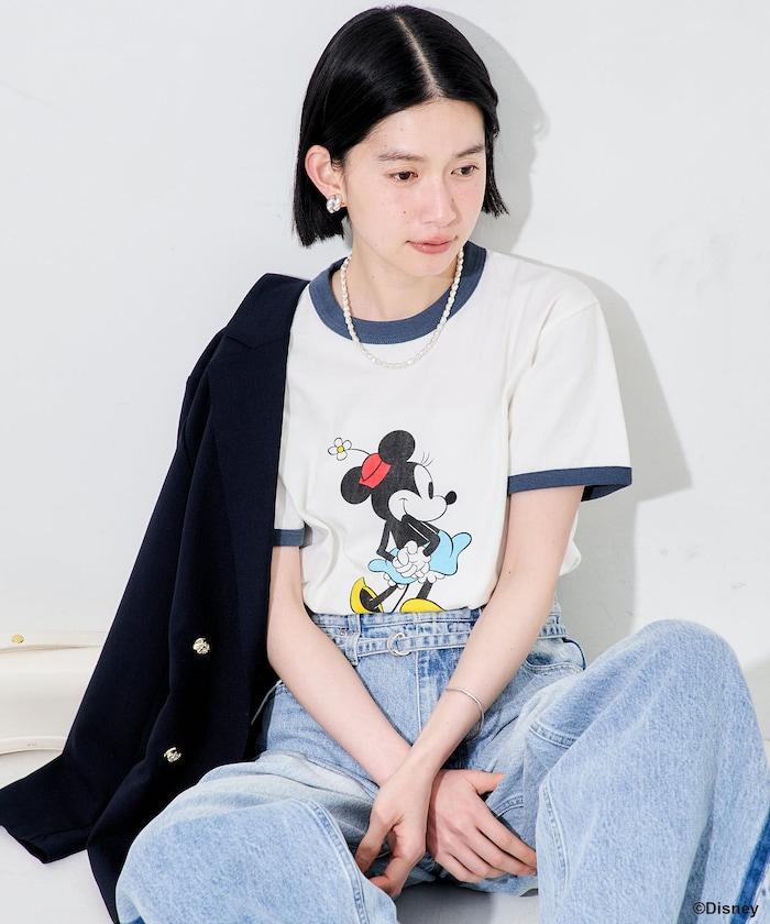 撞色拼邊 MICKEY MOUSE 圖案 T恤