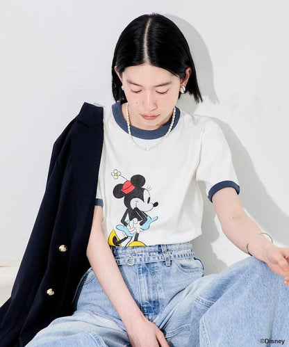 撞色拼邊 MICKEY MOUSE 圖案 T恤