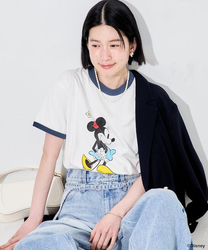 撞色拼邊 MICKEY MOUSE 圖案 T恤