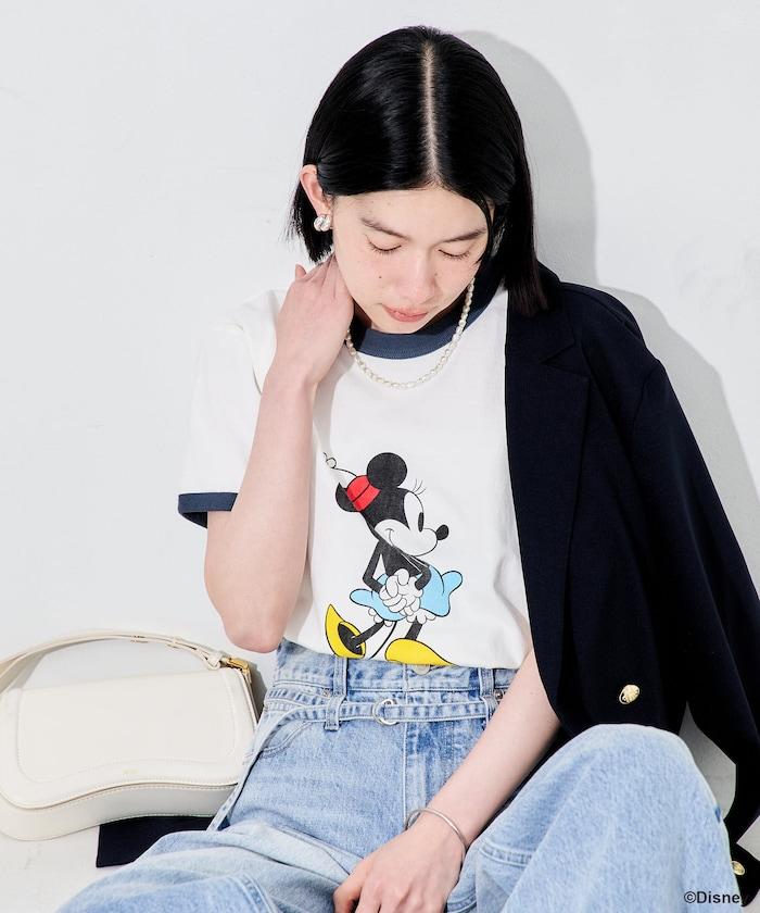撞色拼邊 MICKEY MOUSE 圖案 T恤