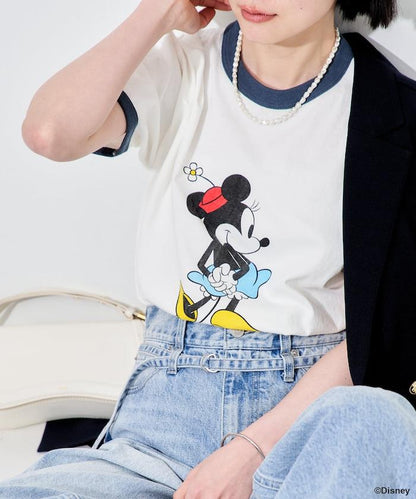 撞色拼邊 MICKEY MOUSE 圖案 T恤