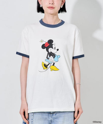 撞色拼邊 MICKEY MOUSE 圖案 T恤