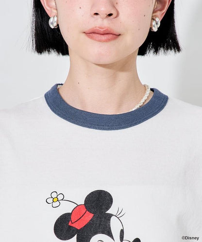 撞色拼邊 MICKEY MOUSE 圖案 T恤