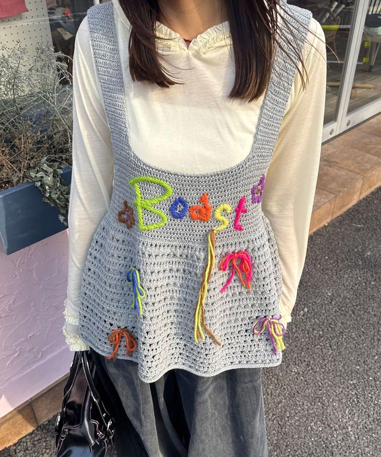 Boost 手縫線針織背心上衣