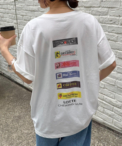 TYPY×LOTTE板ガム 持續冷感 背部logo 板ガム集合圖案 口袋T恤