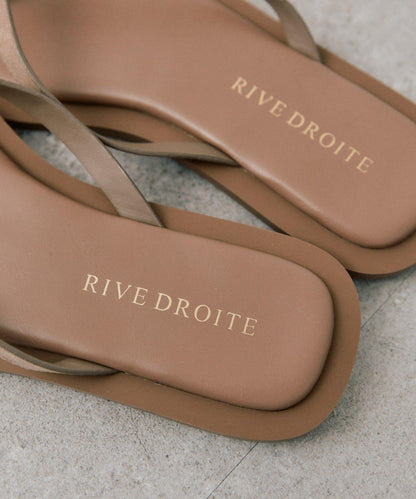 RIVE DROITE 方頭夾趾拼色涼鞋