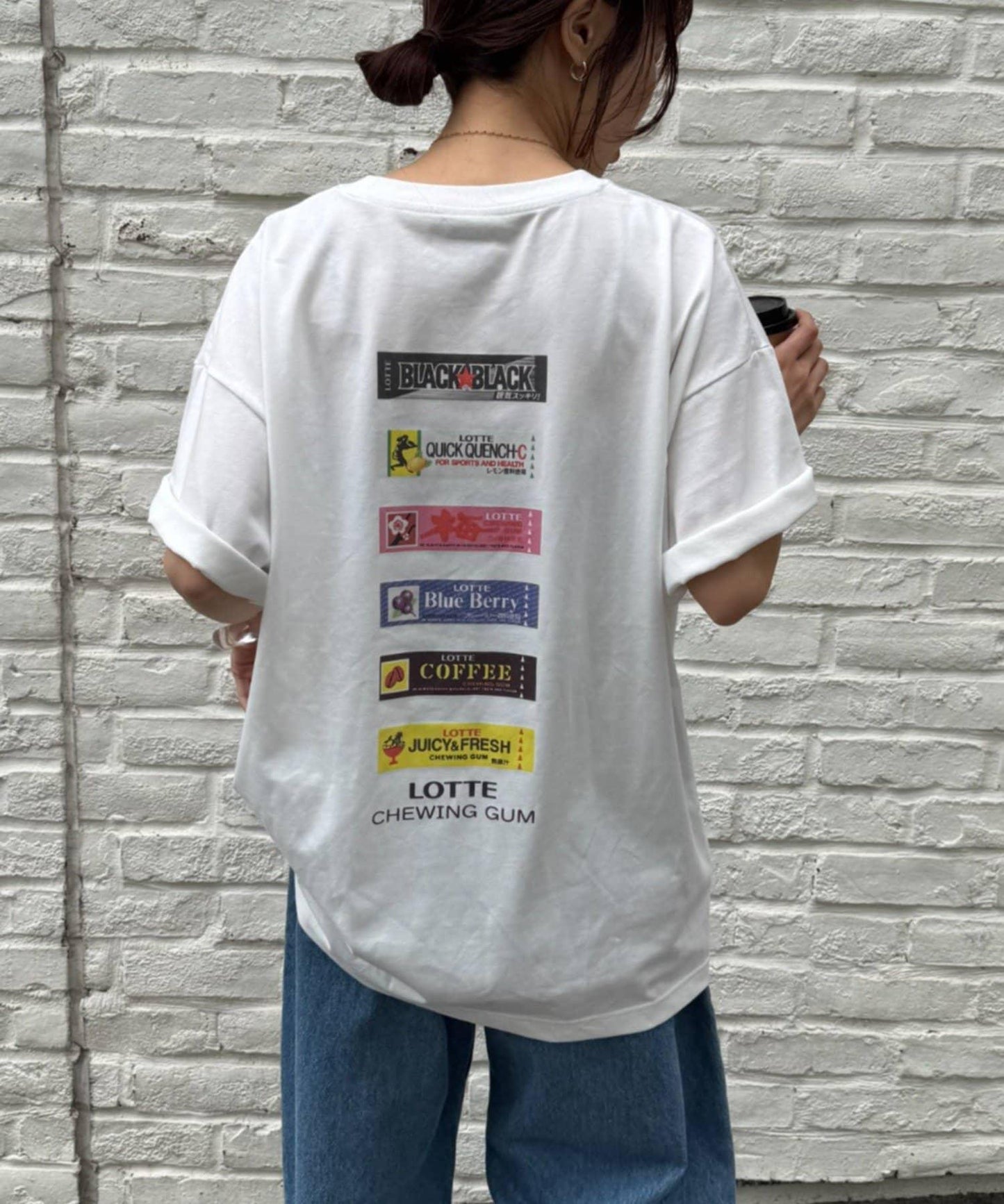 TYPY×LOTTE板ガム 持續冷感 背部logo 板ガム集合圖案 口袋T恤