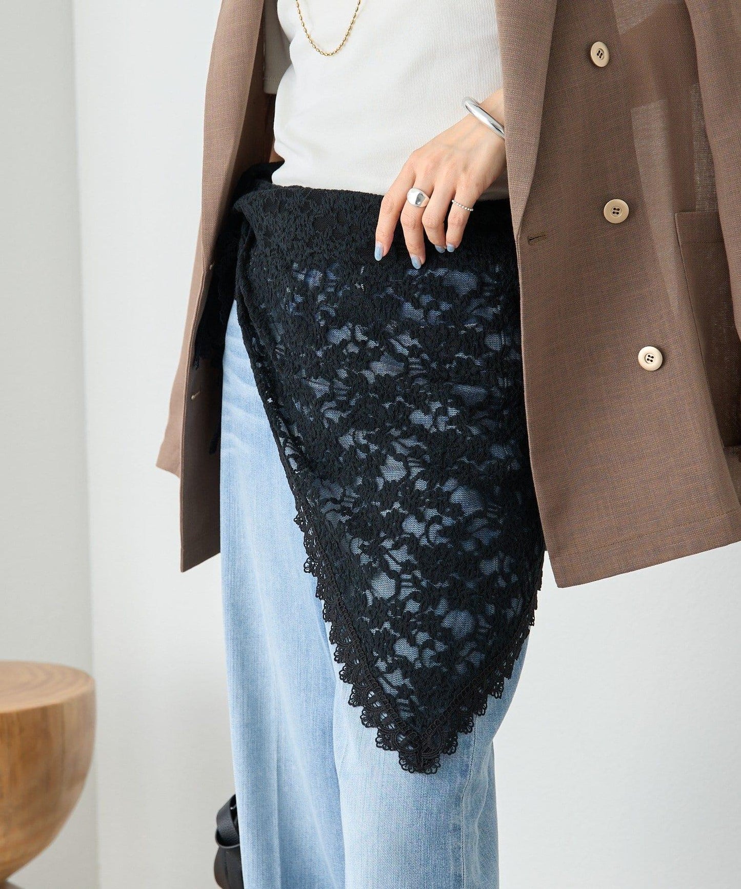 時尚感蕾絲三角披肩