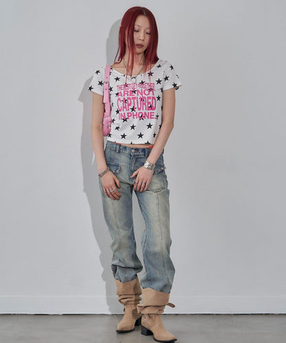 字母星點圖案 S/S TEE 短袖T恤