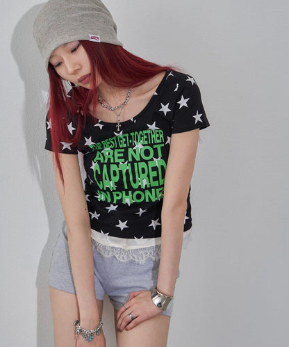 字母星點圖案 S/S TEE 短袖T恤