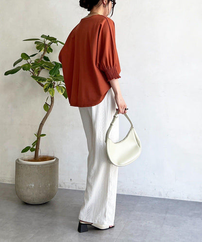 冷感抽褶袖套頭上衣