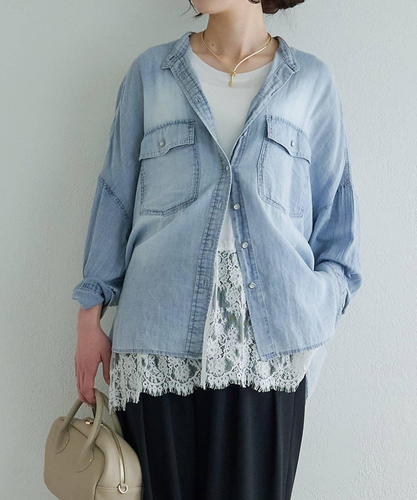 蕾絲下襬 無袖 休閒上衣