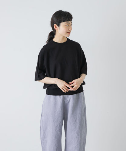細針棉質圓領短袖針織上衣