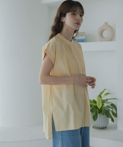 輕盈棉質拼褶設計襯衫