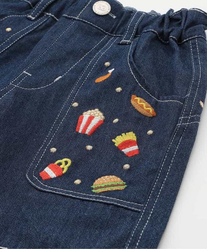 食物刺繡 五分短褲