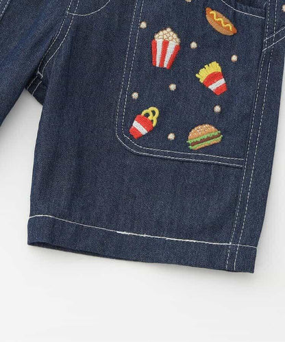 食物刺繡 五分短褲