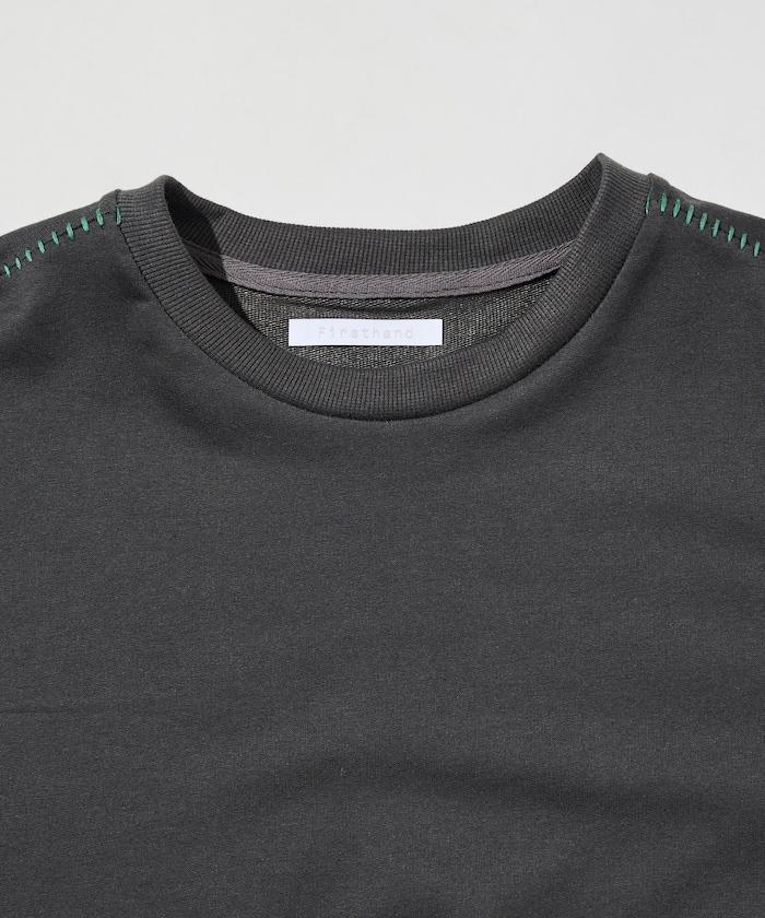 ボックスシルエット 配色ステッチ クルーネック Tシャツ