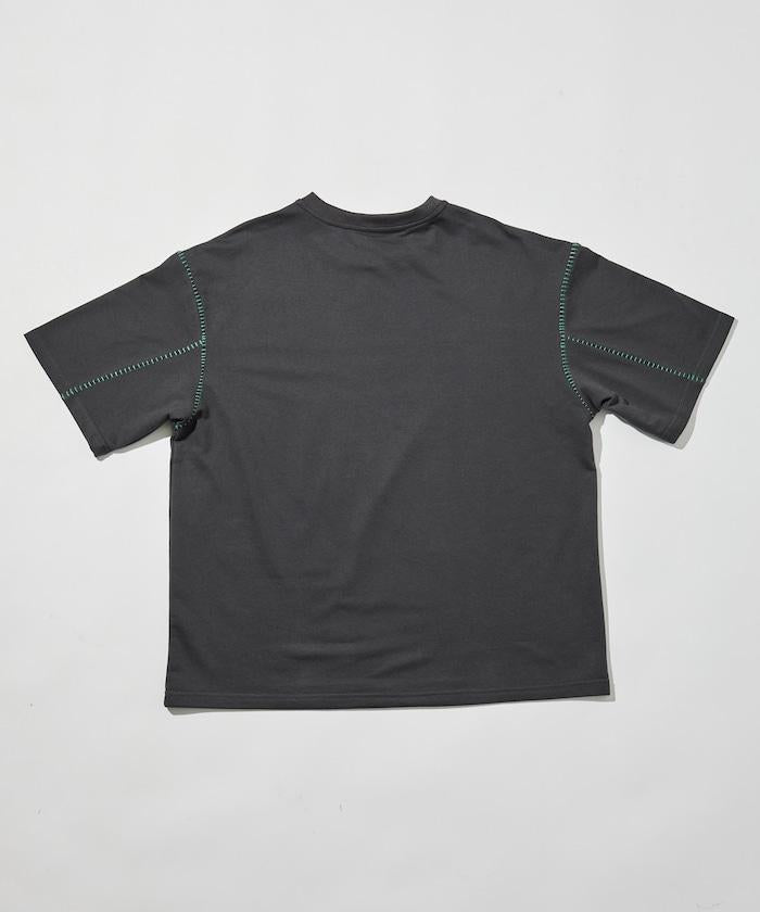 ボックスシルエット 配色ステッチ クルーネック Tシャツ
