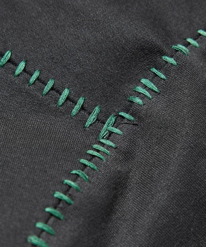 ボックスシルエット 配色ステッチ クルーネック Tシャツ