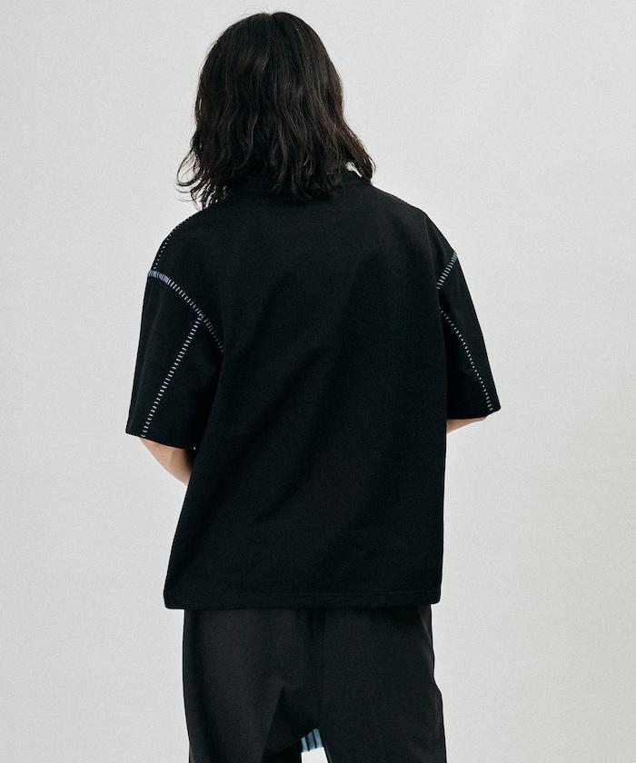 ボックスシルエット 配色ステッチ クルーネック Tシャツ