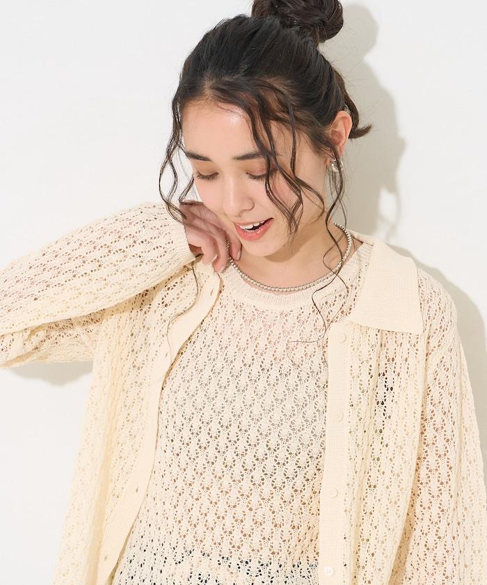 鏤空設計 polo領 針織開衫