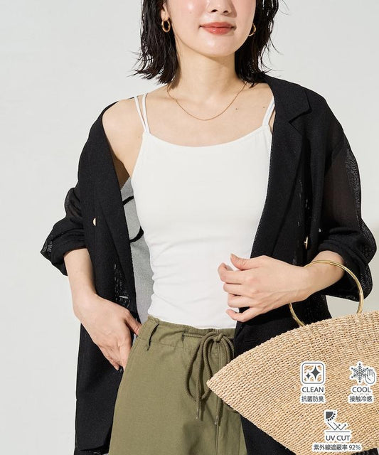抗菌防臭 接觸冷感 UV防護 竹纖維 帶胸墊 吊帶背心