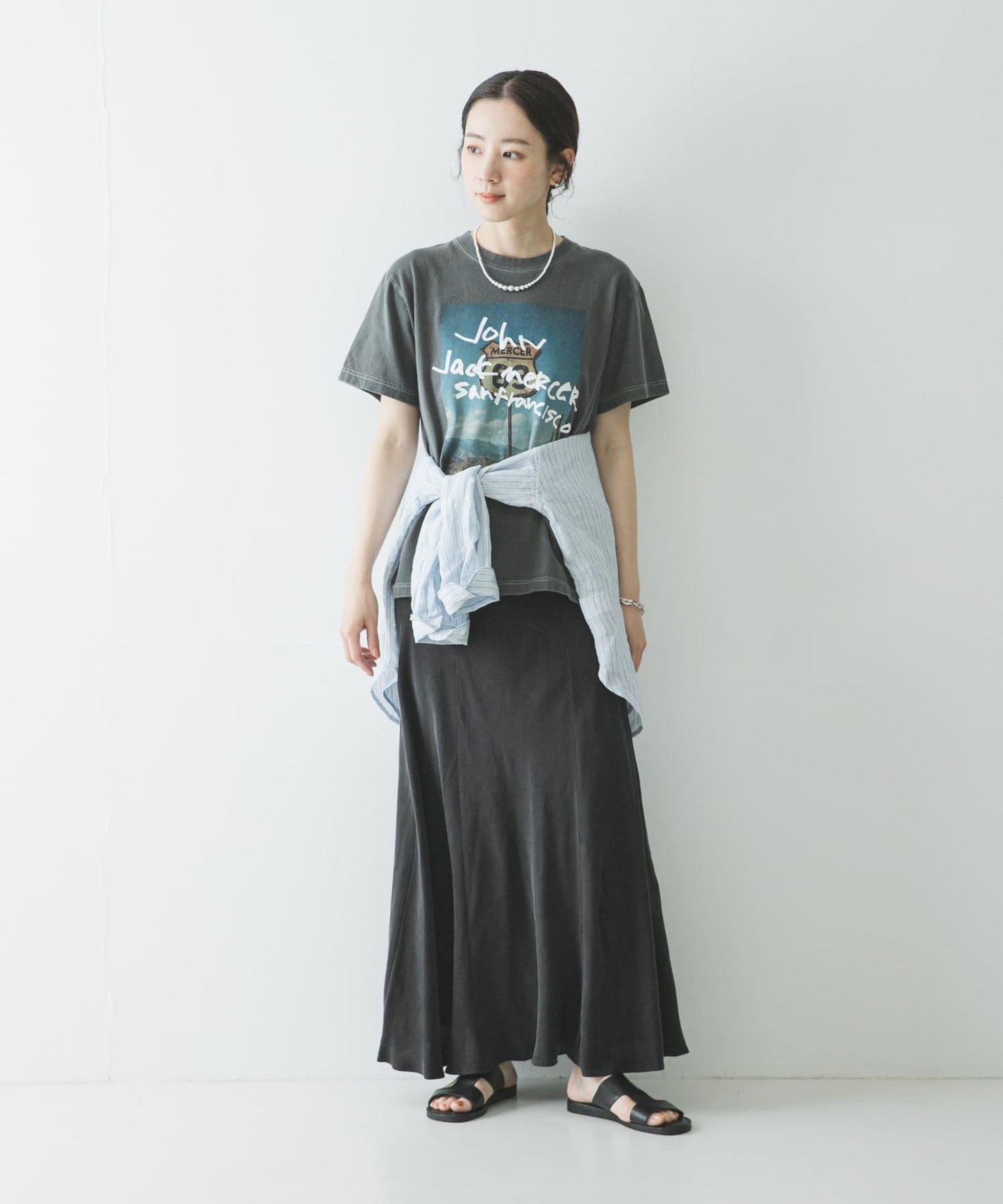 銅氨絲斜裁半身裙