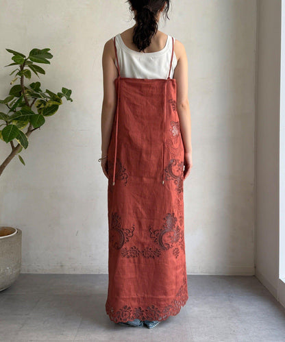 繩線蕾絲刺繡鏤空蕾絲連衣裙