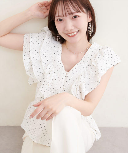 Erikoコラボ 褶飾荷葉擺女襯衫