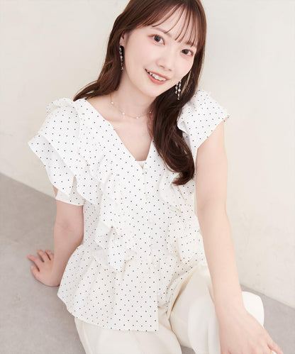 Erikoコラボ 褶飾荷葉擺女襯衫