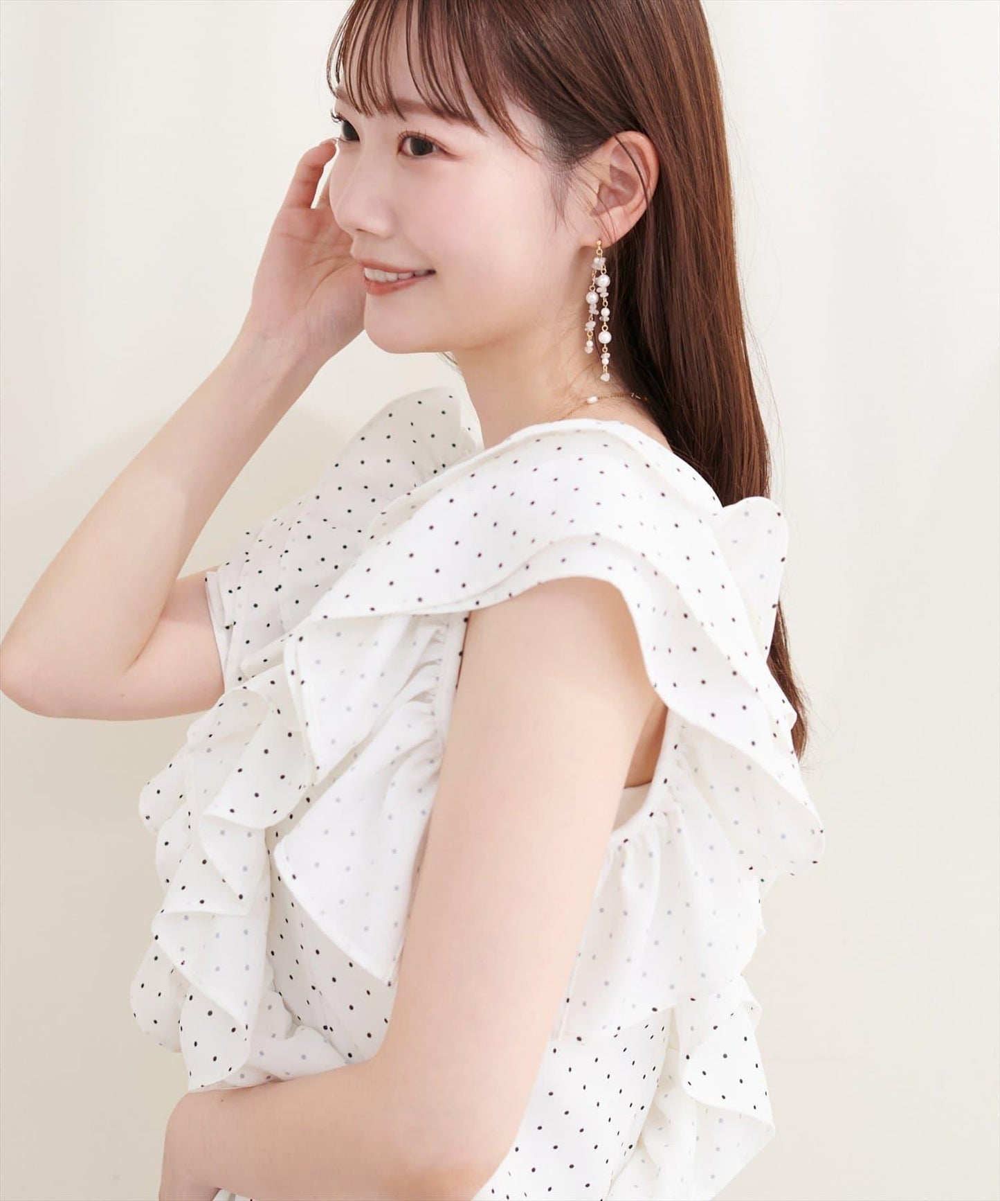 Erikoコラボ 褶飾荷葉擺女襯衫
