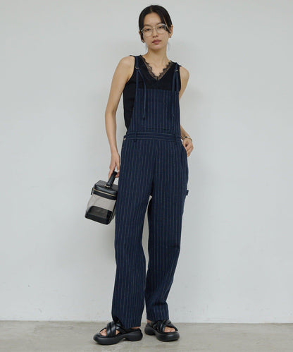 亞麻揹帶褲