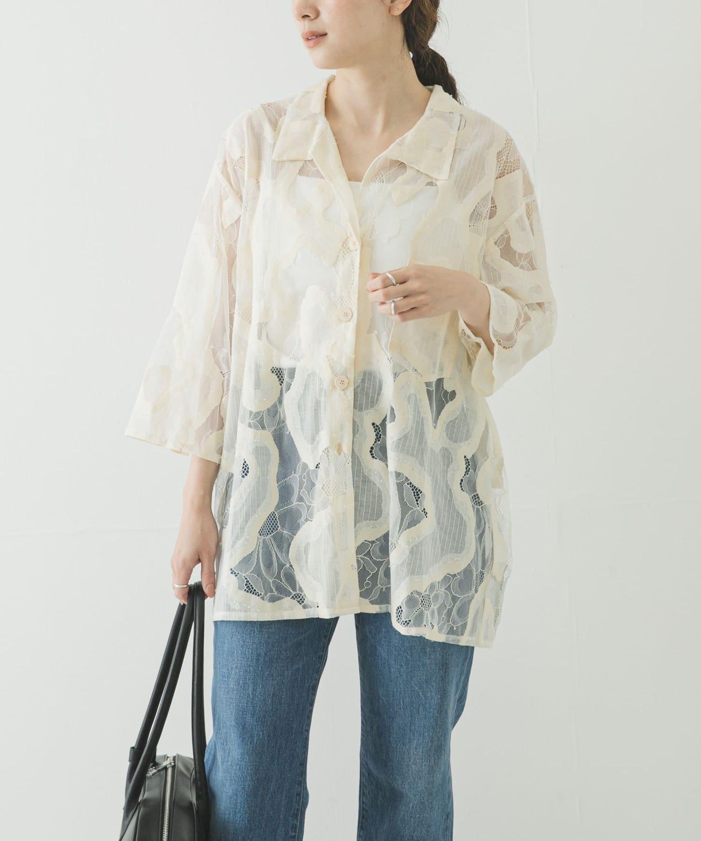ESTHE OVERSIZED SHEER LACE SHIRTS 襯衫