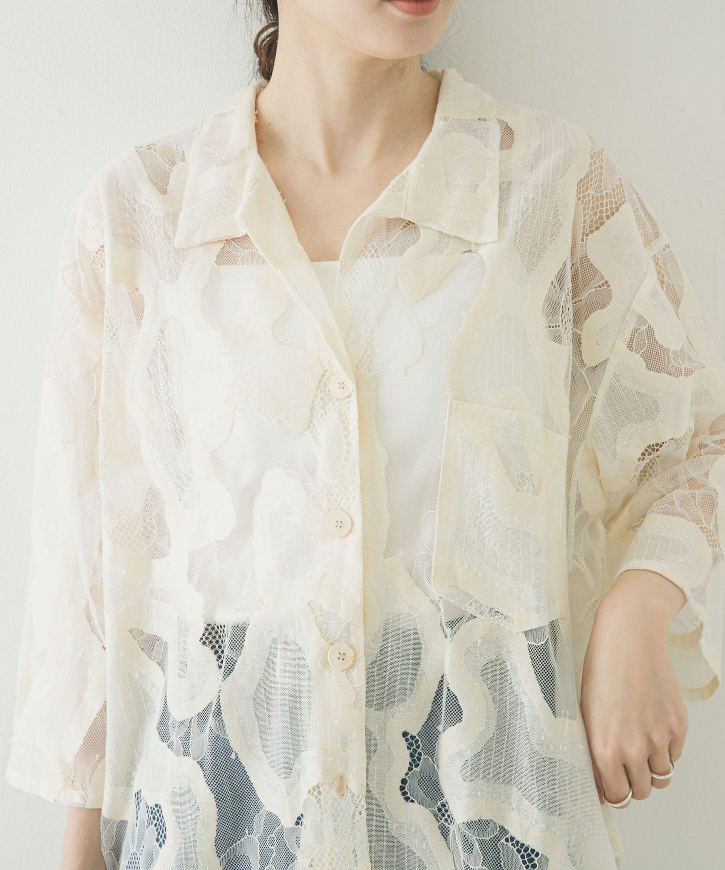 ESTHE OVERSIZED SHEER LACE SHIRTS 襯衫