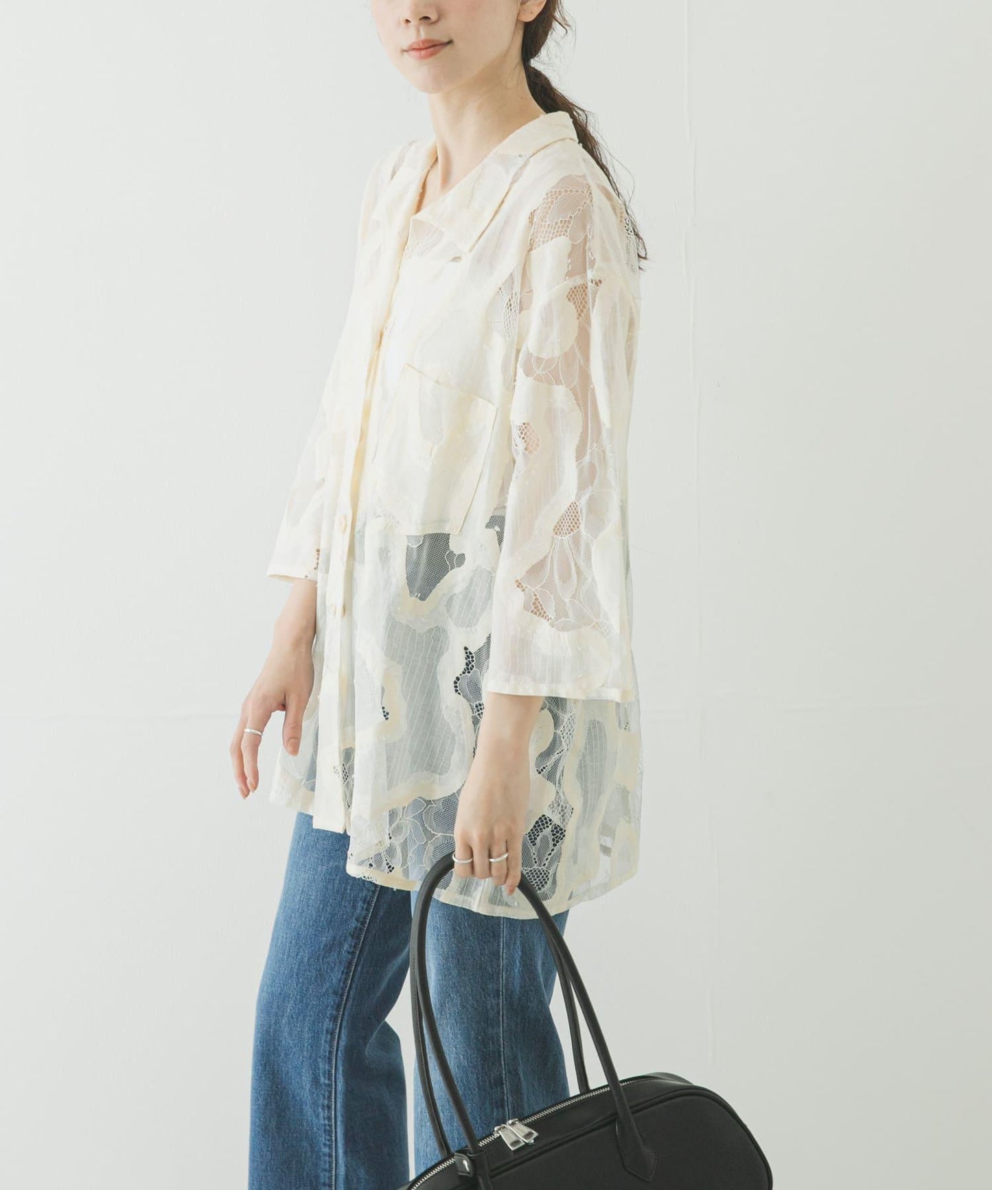ESTHE OVERSIZED SHEER LACE SHIRTS 襯衫