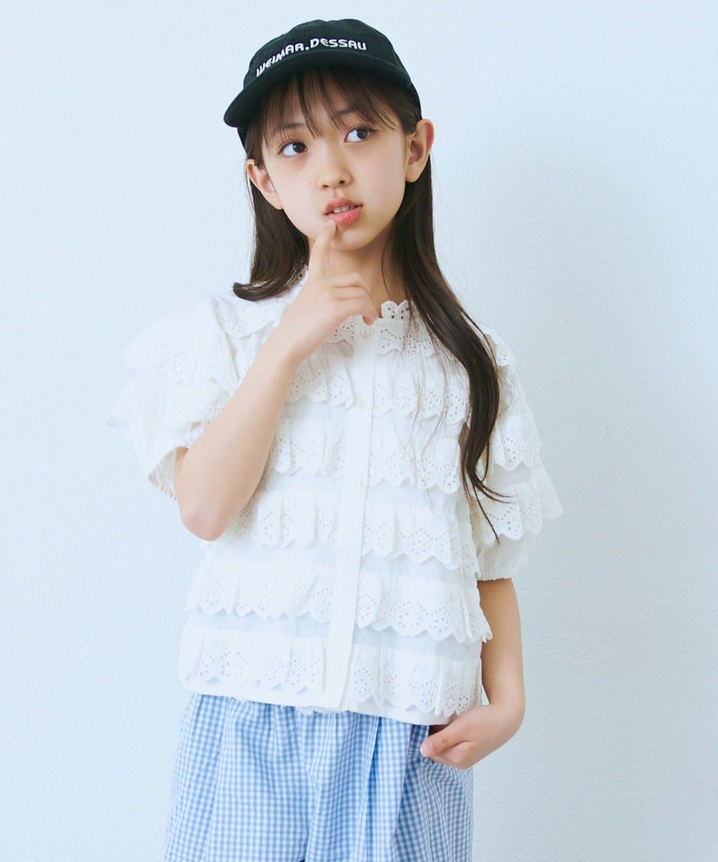 KIDS india 扇形鏤空蕾絲層疊 上衣