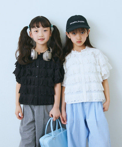KIDS india 扇形鏤空蕾絲層疊 上衣