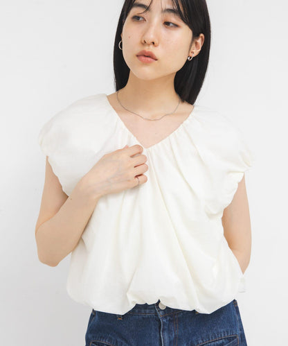 氣球袖蝴蝶結襯衫