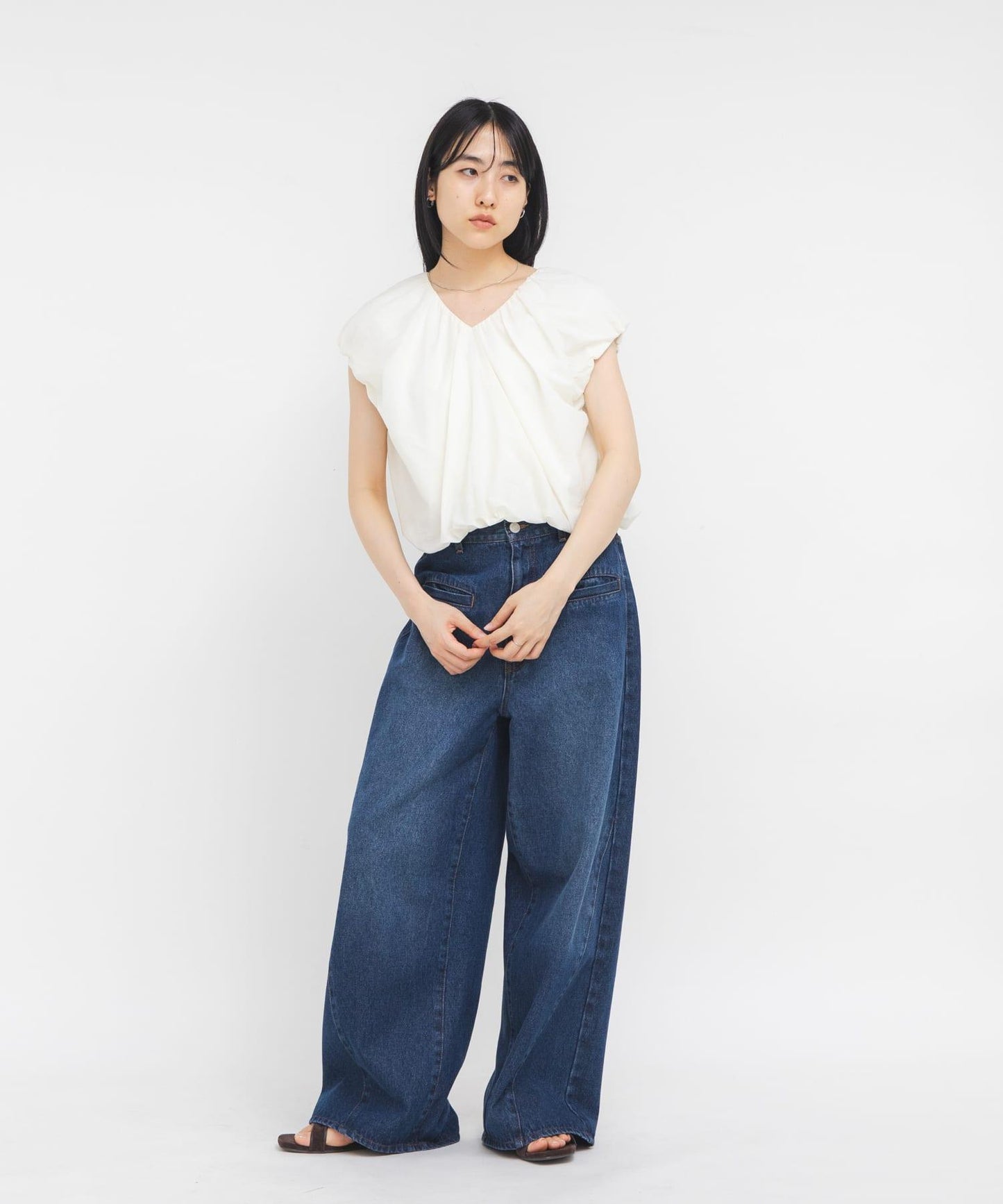 氣球袖蝴蝶結襯衫
