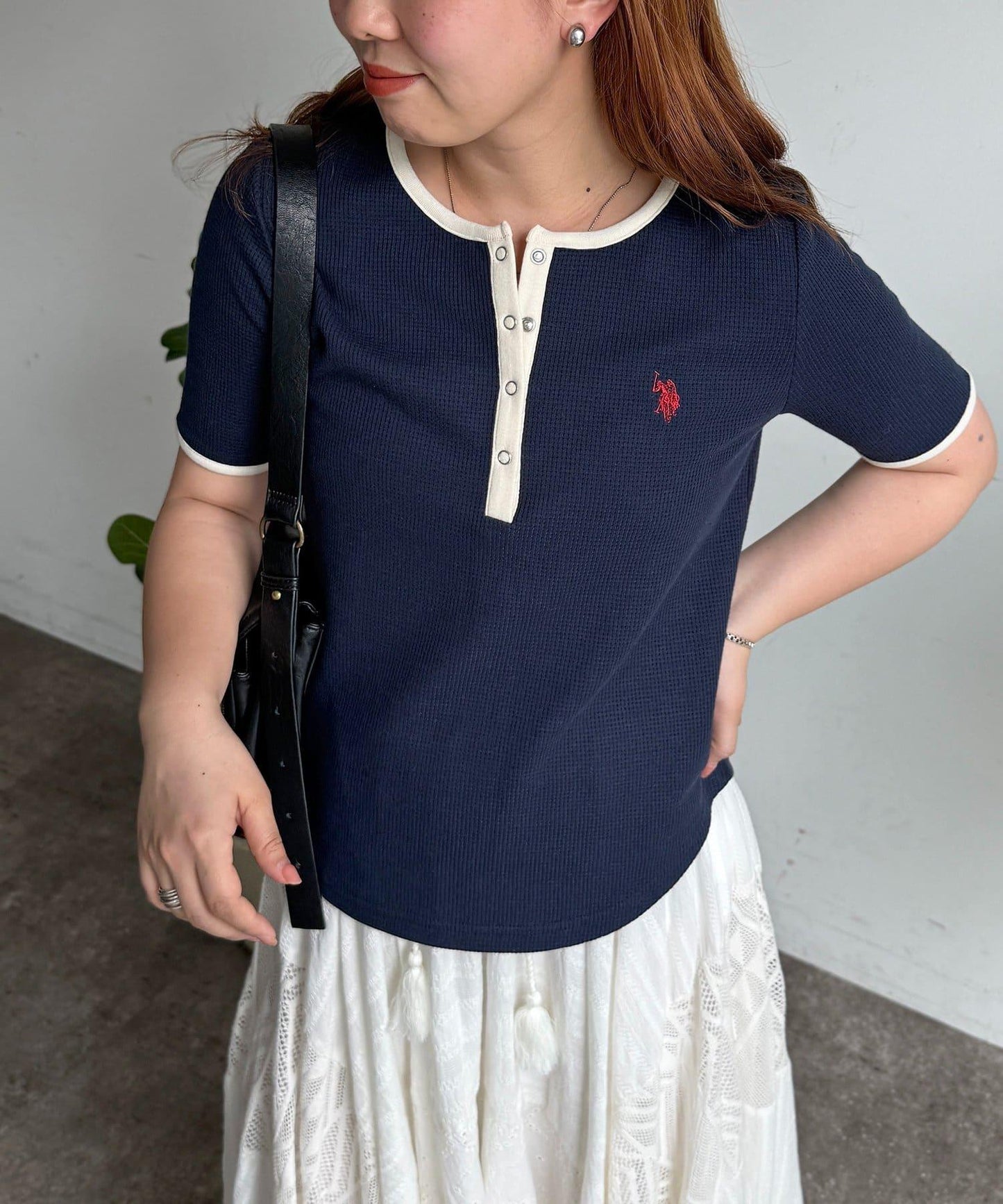 U.S. POLO ASSN. 華夫格亨利領T恤