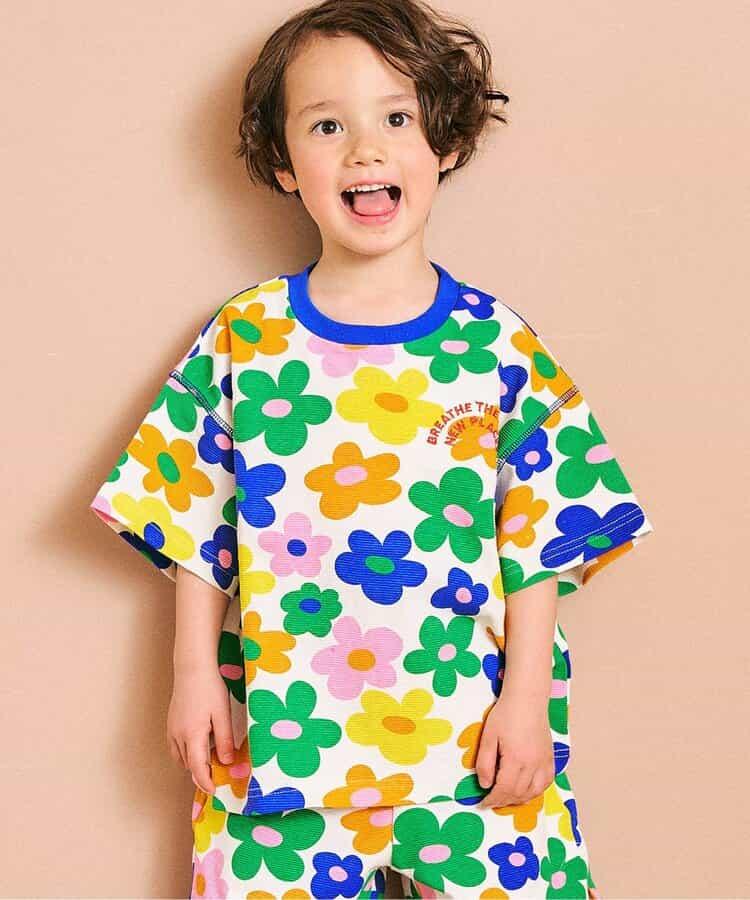 滿版圖案拼色走線 T恤