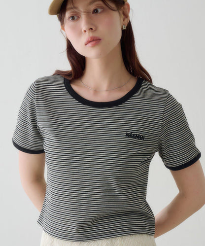條紋刺繡 TEE T恤